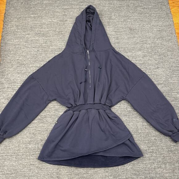 Popflex Game Day Dress Women L/XL Academic Navy Half Zip Pullover Hoodie Mini - Picture 6 of 12